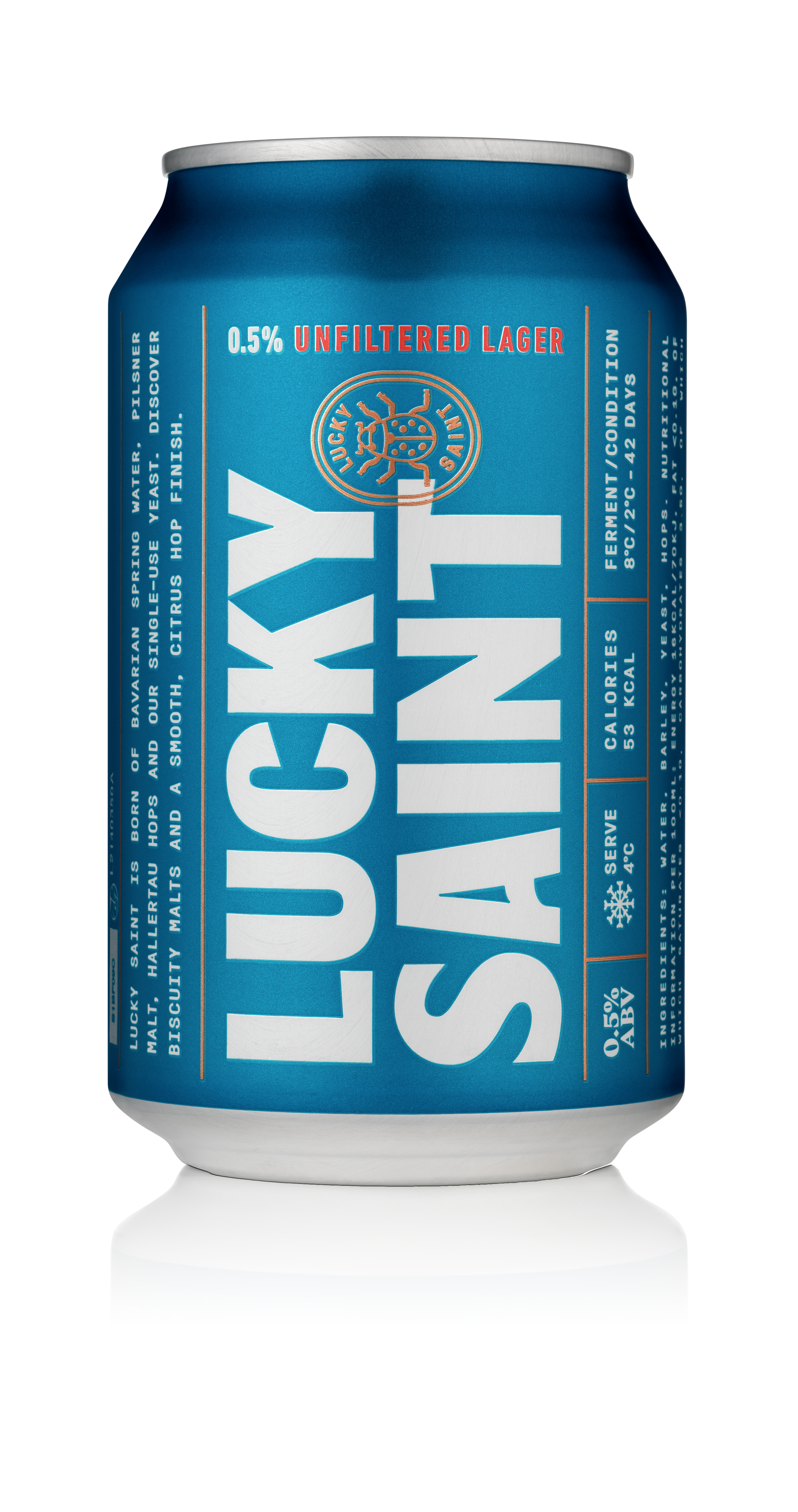 Lucky Saint 0.5% Superior Unfiltered Lager, Can 330 ml x 24